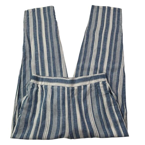 Anthropologie Maeve Women's Size 8 Striped Linen Blend Elastic Waist‎ Crop Pants - Picture 3 of 16